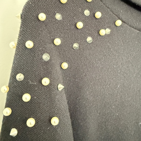 ZARA Black Pearl&Stud-Embellished Women's Hoodie - Picture 3 of 4